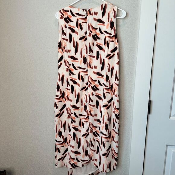White House Black Market White Abstract Print Midi Sheath Dress - Size 12 - EUC - Picture 4 of 7
